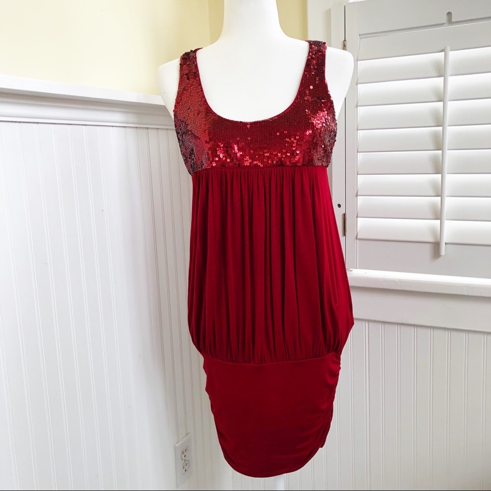 Forever 21 Red Sequin Racerback Dress - Size Sm